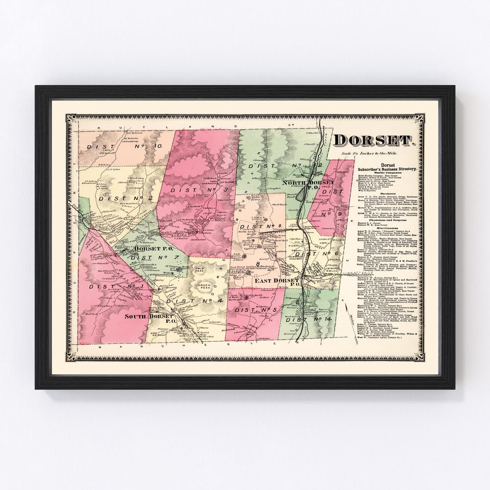 Dorset Township Vintage Map 1869