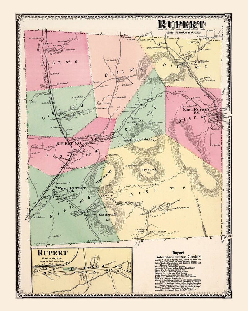 Size comparison using Vintage Map of Rupert Township, Bennington County, Vermont 1869
