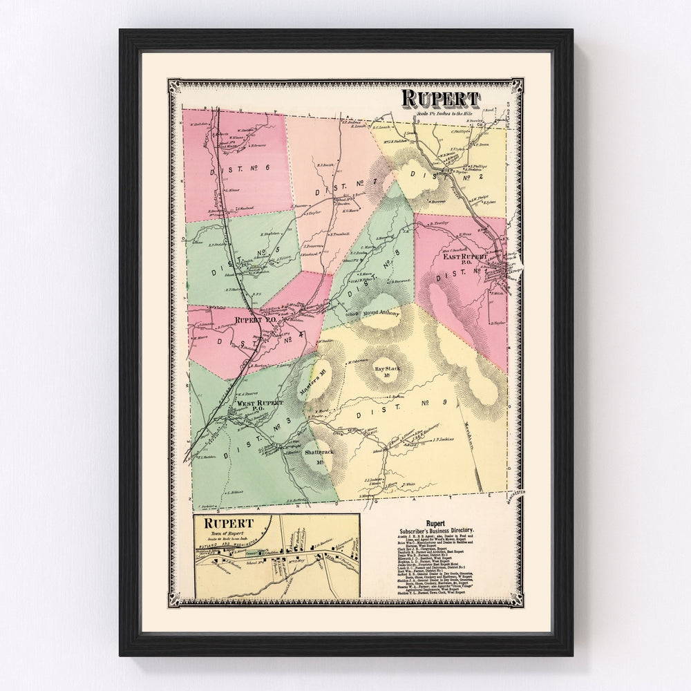 Rupert Township Vintage Map 1869