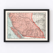 British Columbia Canada Vintage Map 1925
