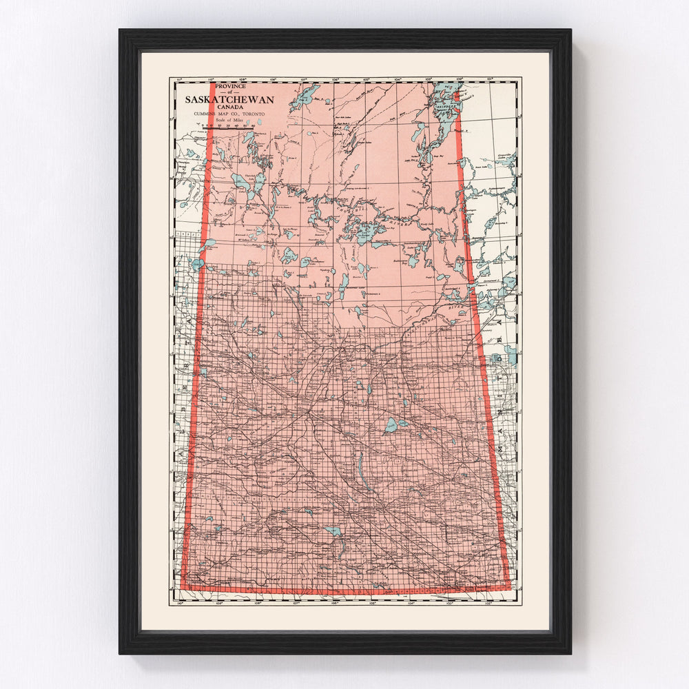 Saskatchewan Canada Vintage Map 1925