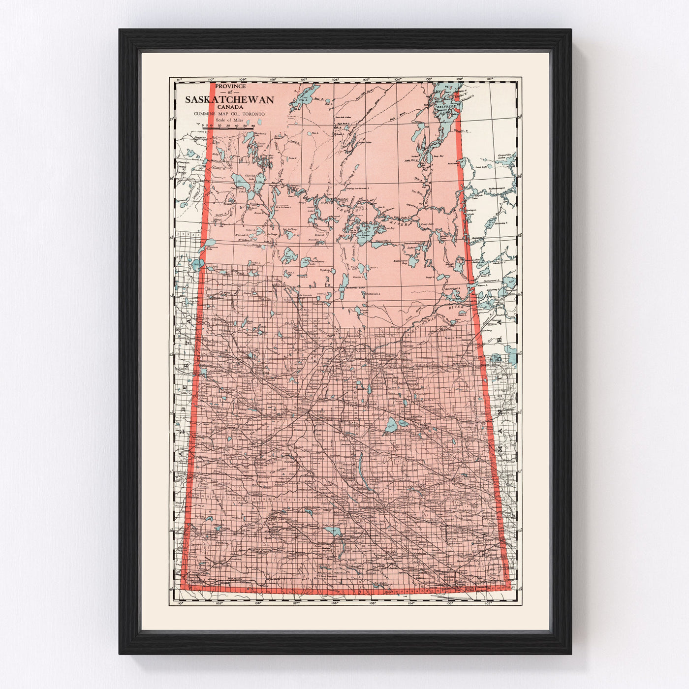 Saskatchewan Canada Vintage Map 1925