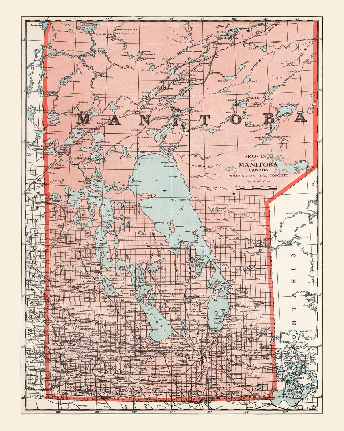 Preview of Vintage Map of Manitoba Canada, 1925