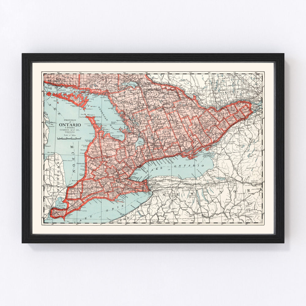 Ontario Canada Vintage Map 1925