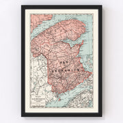 New Brunswick Canada Vintage Map 1925