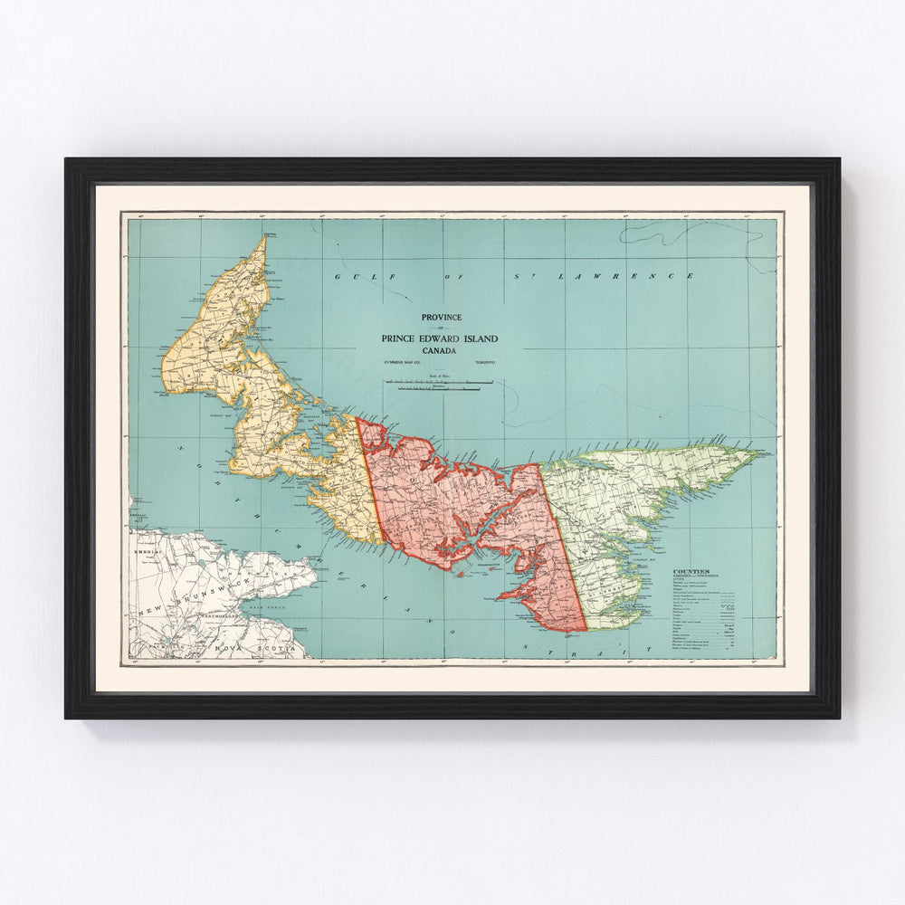 Prince Edward Island Canada Vintage Map 1925