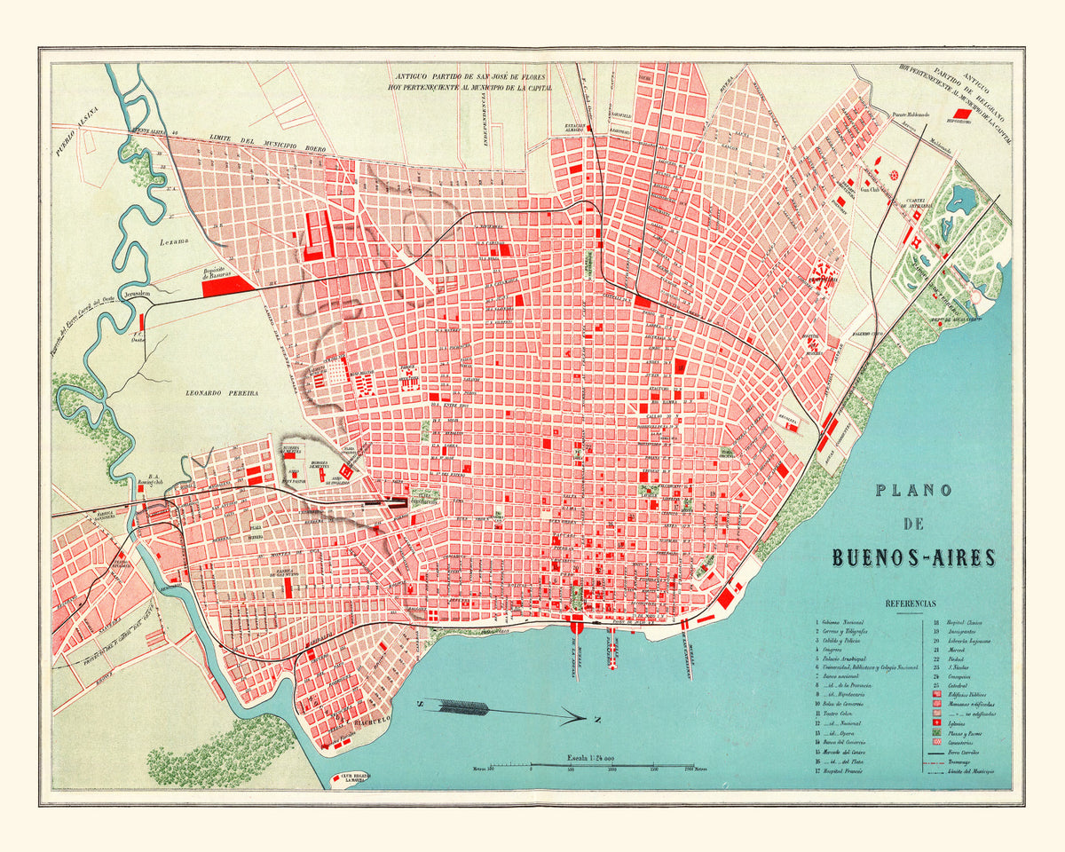 Preview of Vintage Map of Buenos Aires, Argentina 1888