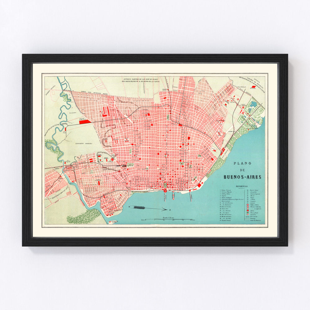 Buenos Aires Vintage Map 1888