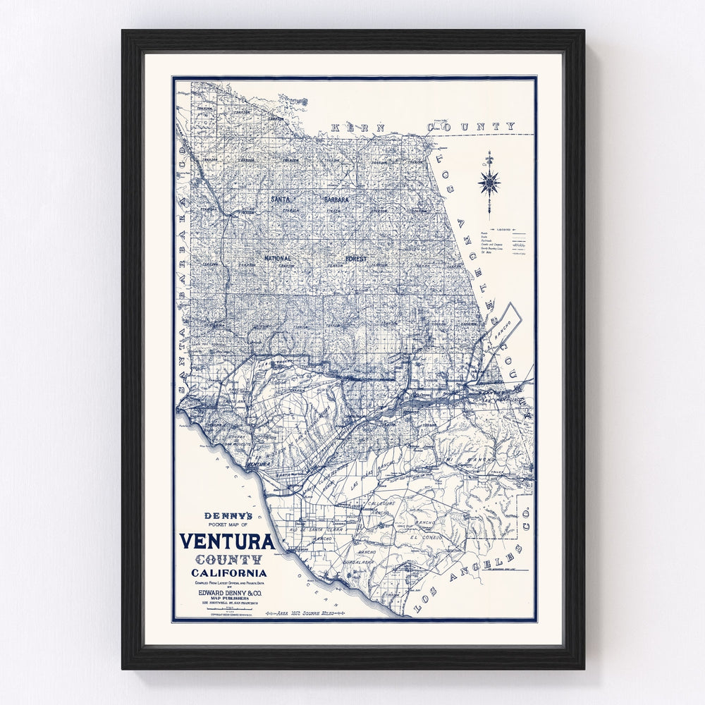Ventura County Vintage Map 1913