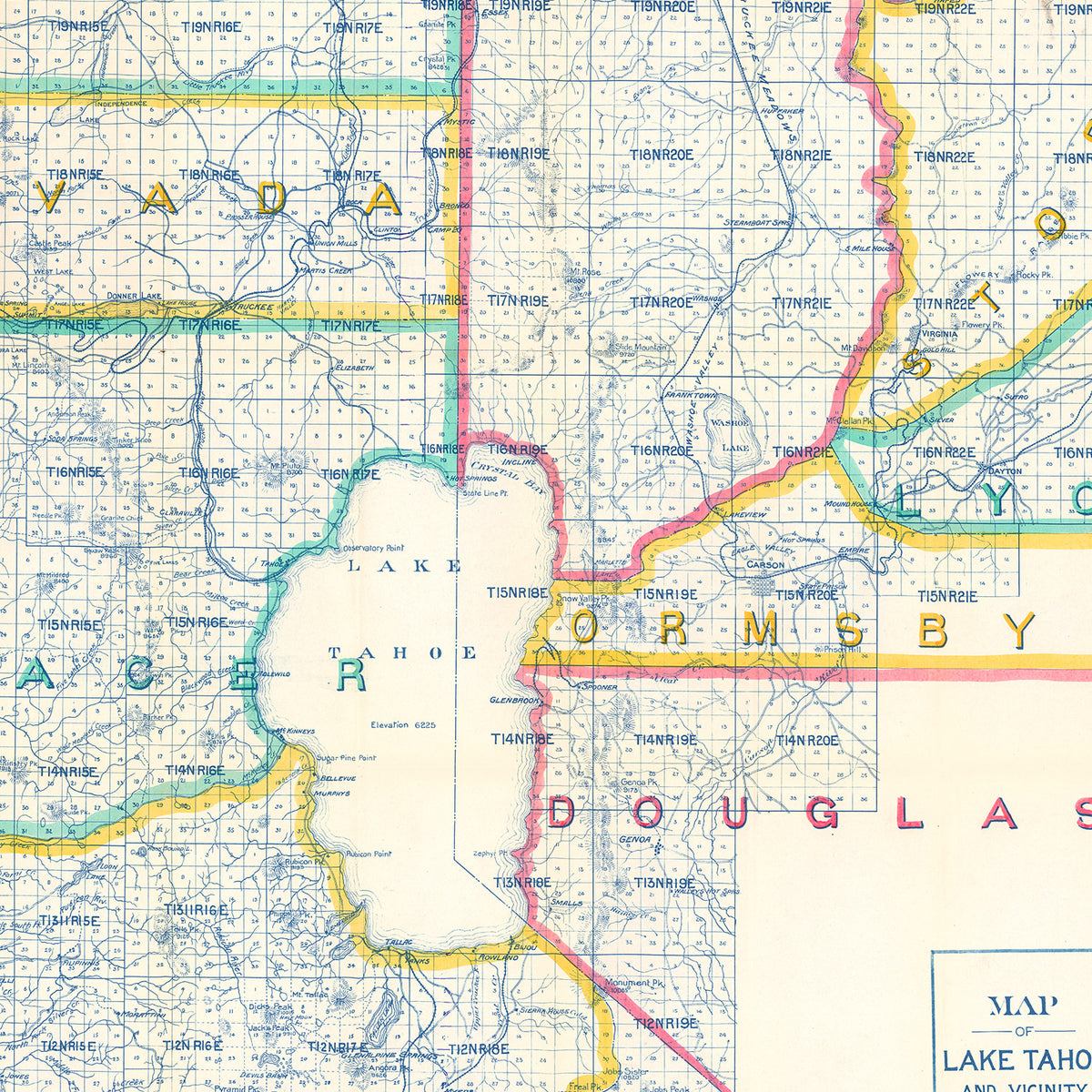 Restored historic details from the 1908 body of water map of County, California