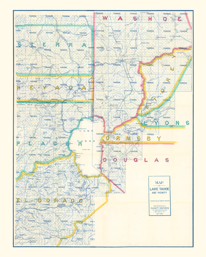 Size comparison using Vintage Map of Lake Tahoe, 1908