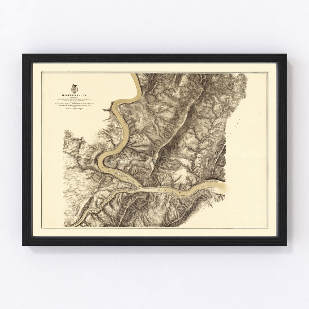Harpers Ferry Vintage Map 1869