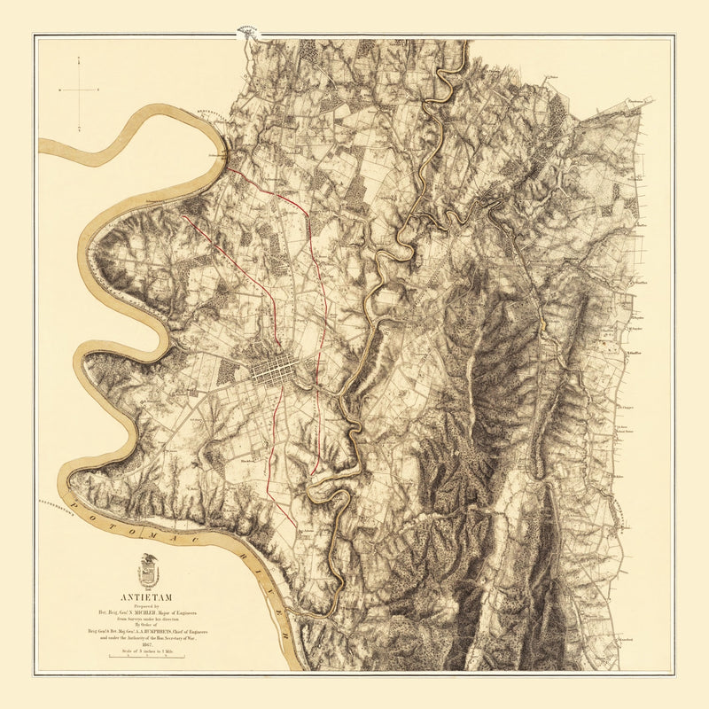 Size comparison using Vintage Map of the Battle of Antietam, 1869
