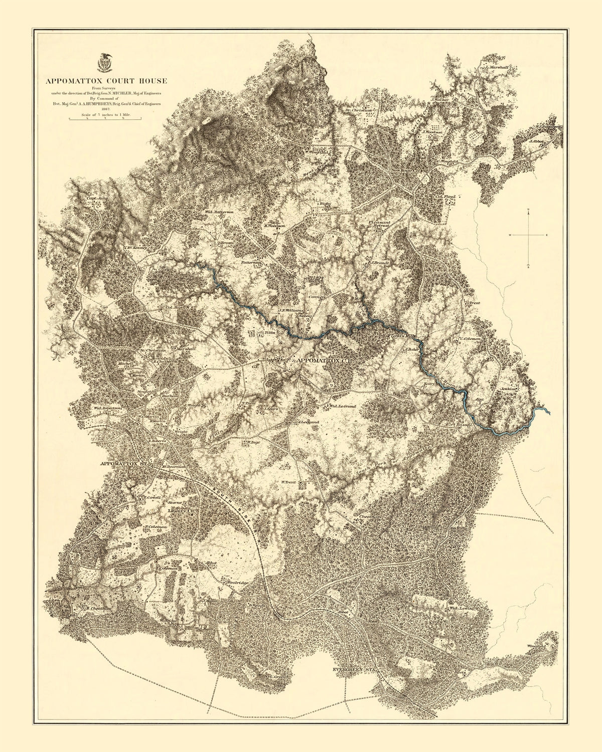 Preview of Vintage Map of the Battle of Appomattox Court House, 1869