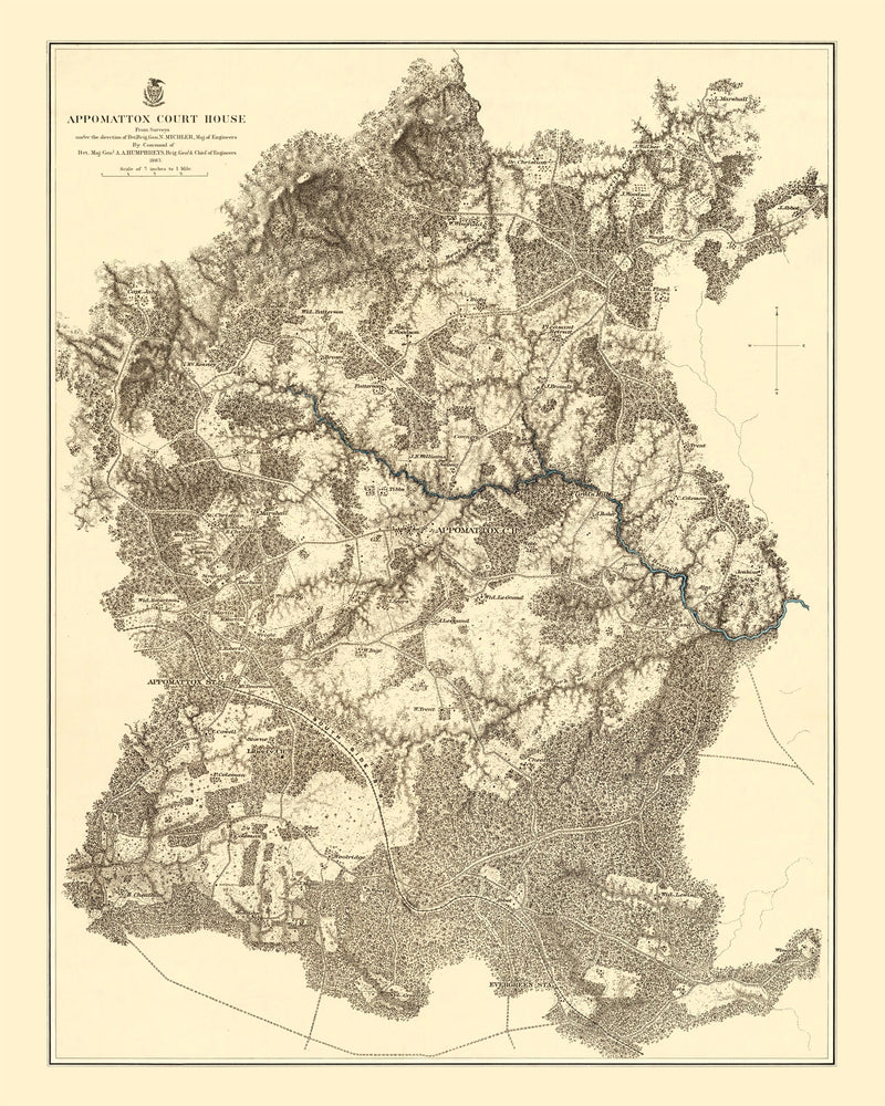 Size comparison using Vintage Map of the Battle of Appomattox Court House, 1869