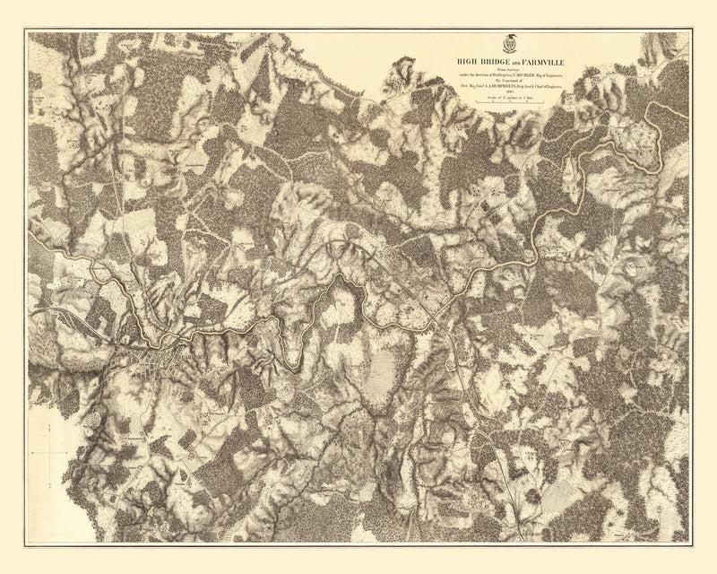 Size comparison using Vintage Map of the Battle of High Bridge & Farmville, 1869