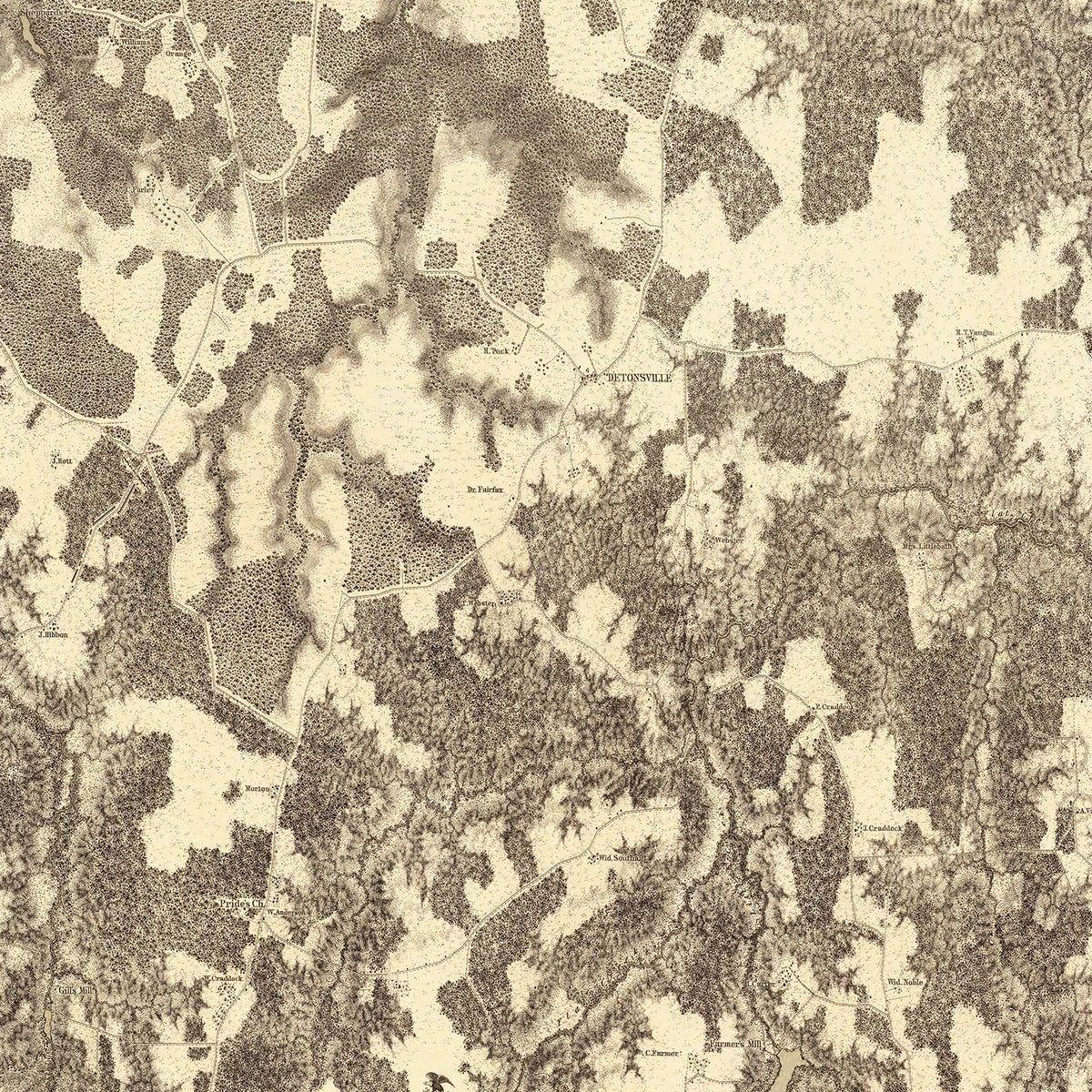 Restored historic details from the 1869 battlefield map of County, Virginia