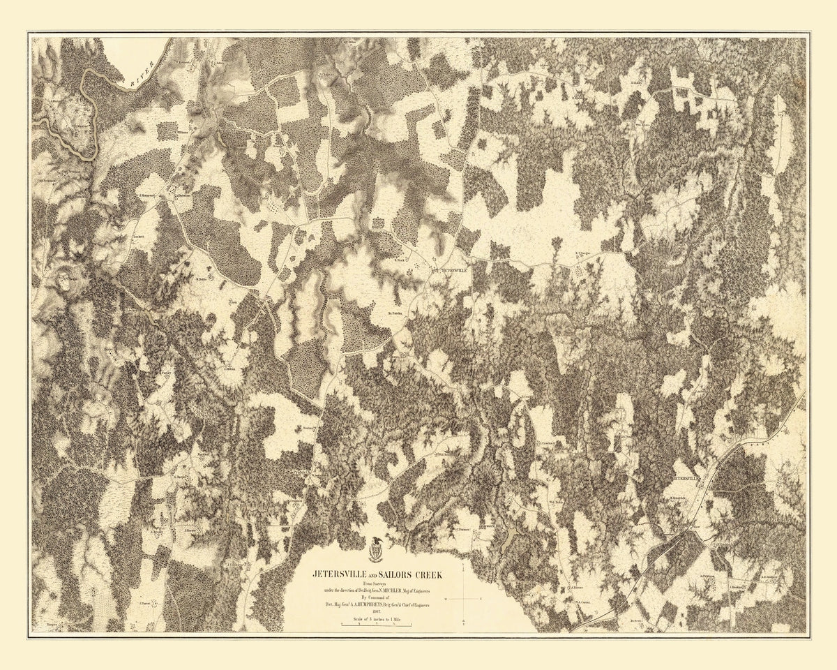 Preview of Vintage Map of the Battle of Jetersville & Sailors Creek, 1869