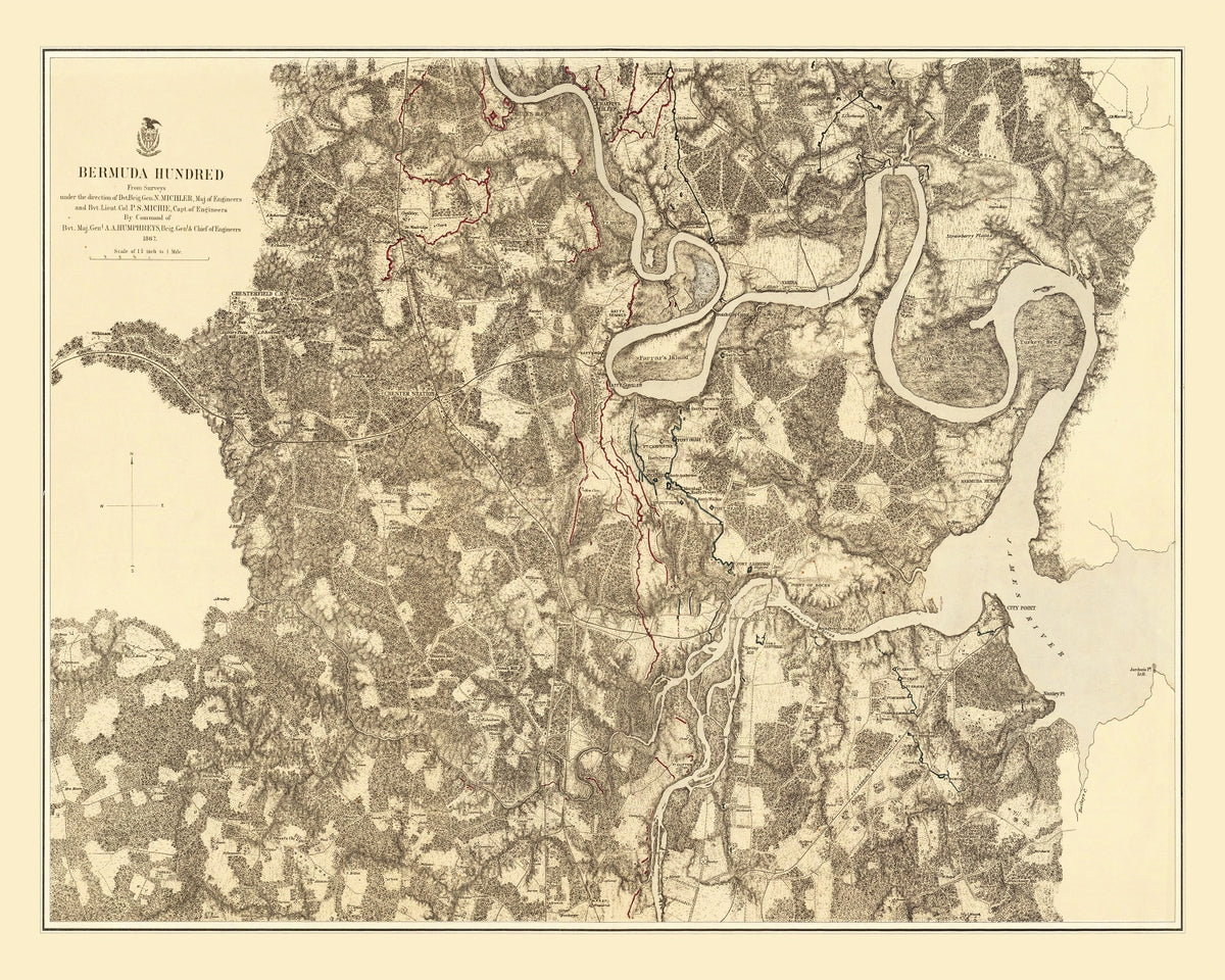 Preview of Vintage Map of the Battle of Bermuda Hundred, 1869