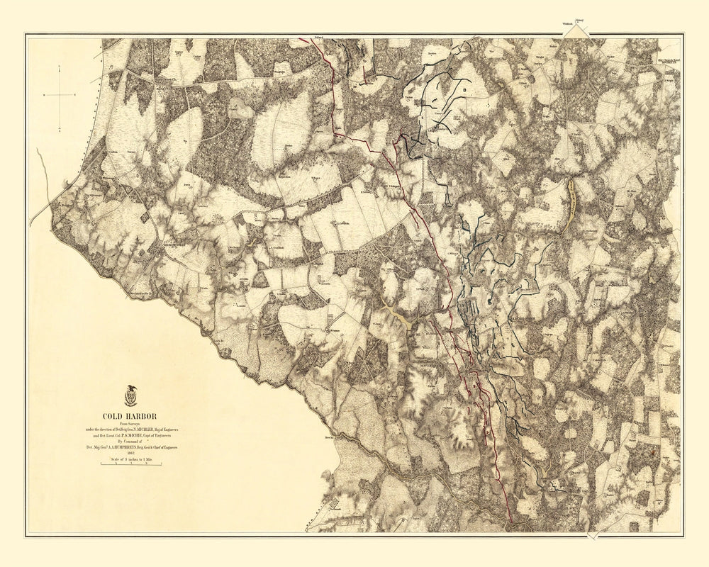 Vintage Map of the Battle of Cold Harbor, 1869 print style example