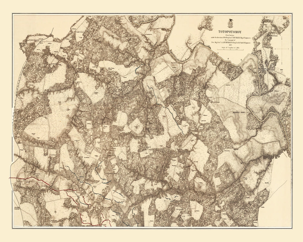 Vintage Map of the Battle of Totopotomoy, 1869 print style example