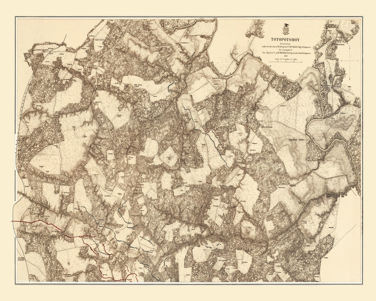 Preview of Vintage Map of the Battle of Totopotomoy, 1869