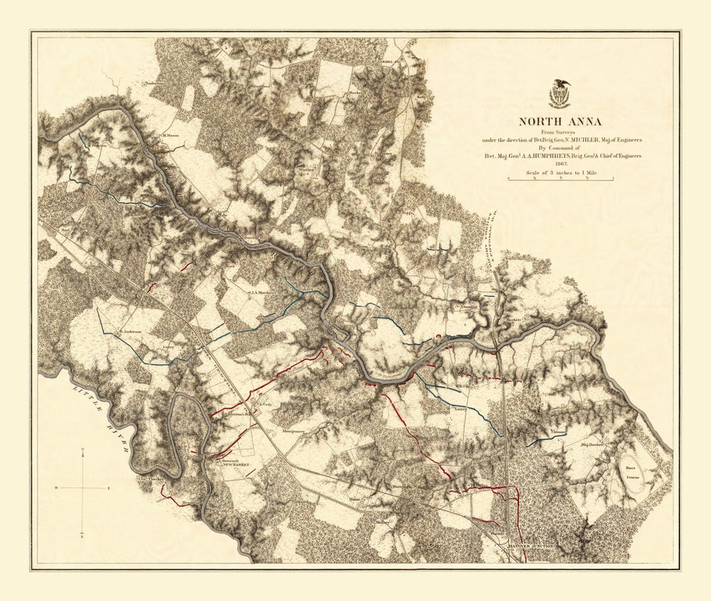 Vintage Map of the Battle of North Anna, 1869 print style example