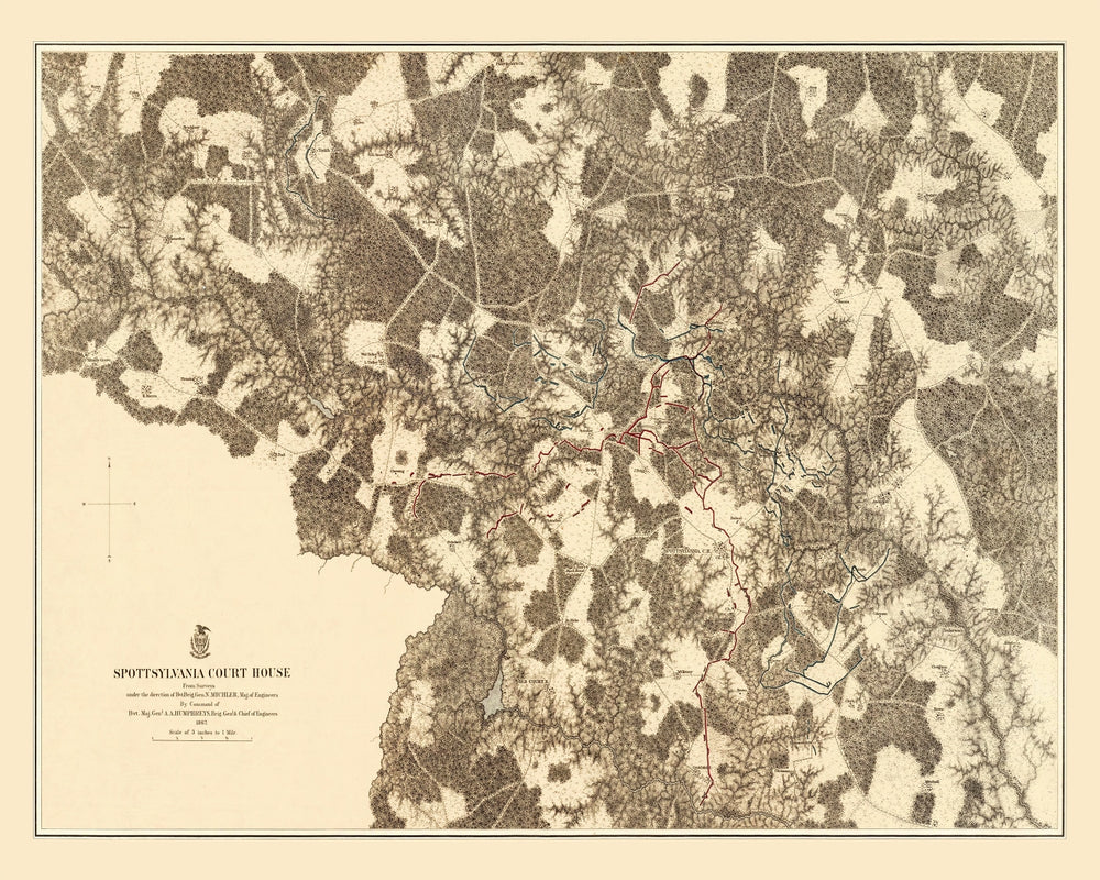 Vintage Map of the Battle of Spottsylvania Court House, 1869 print style example