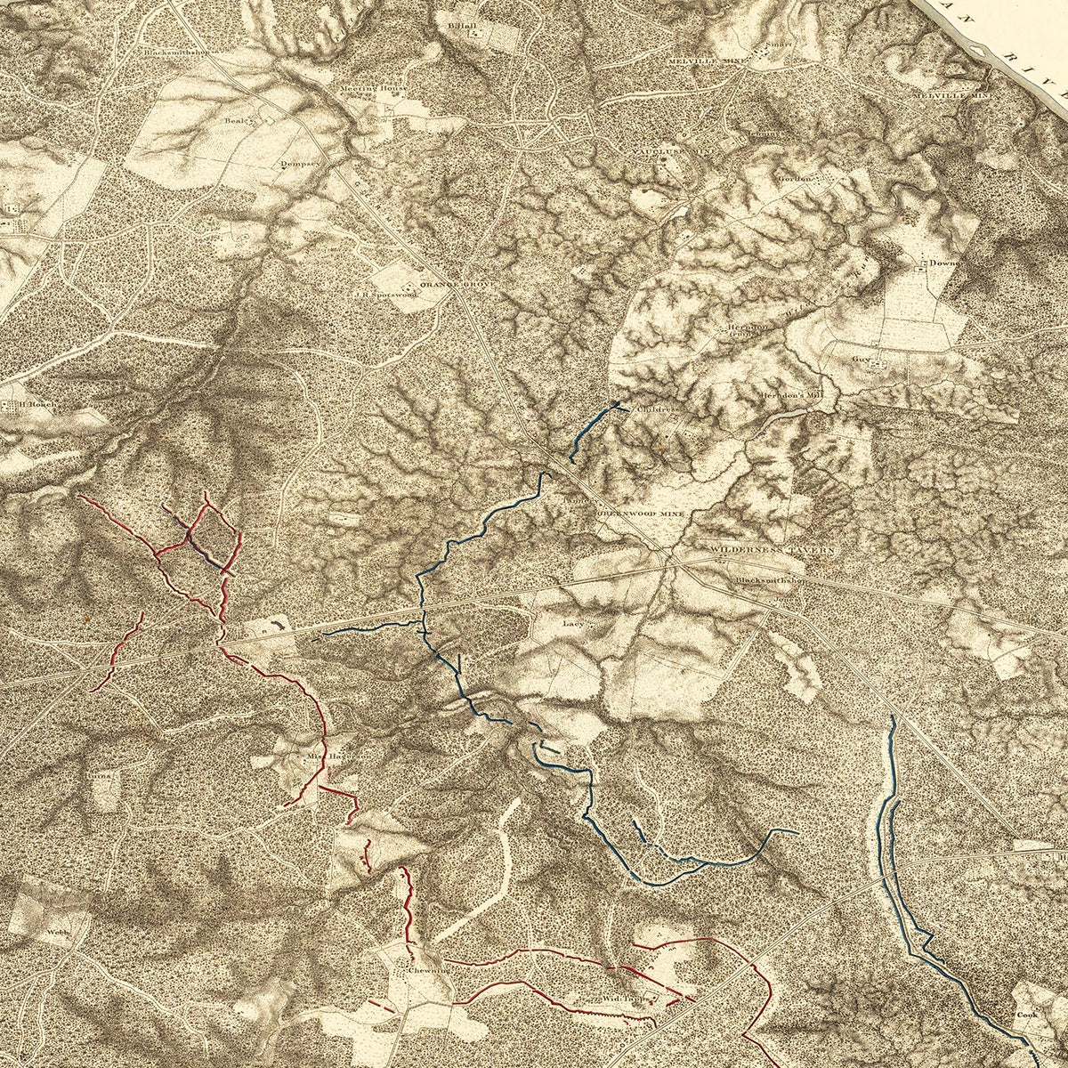 Restored historic details from the 1869 misc. attraction map of County, Virginia