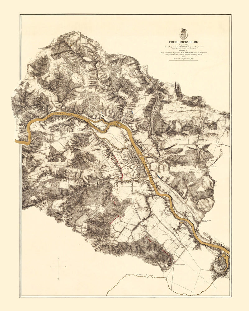 Size comparison using Vintage Map of the Battle of Fredericksburg, 1869