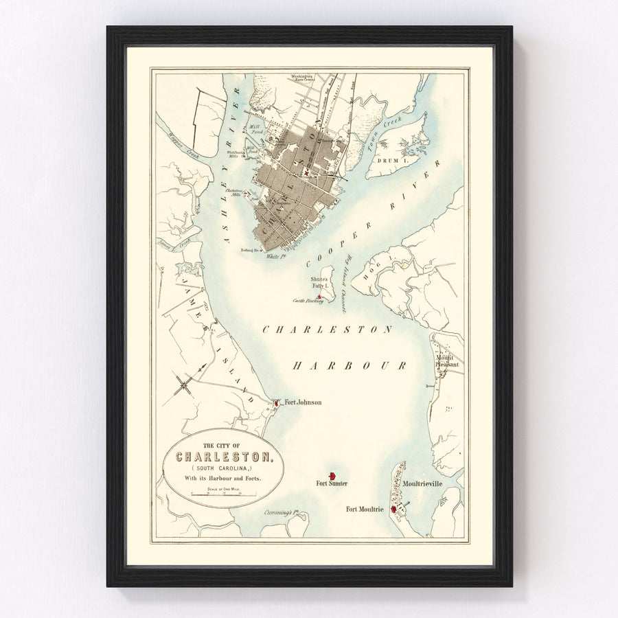 Charleston Vintage Map 1857