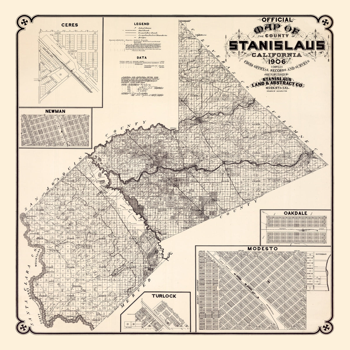 Preview of Vintage Map of Stanislaus County, California 1906