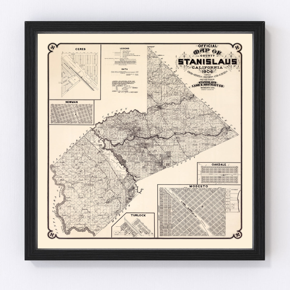 Stanislaus County Vintage Map 1906