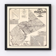 Stanislaus County Vintage Map 1906