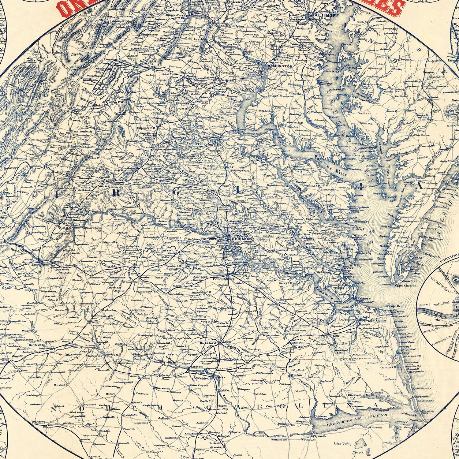 Restored historic details from the 1864 battlefield map of County, Virginia