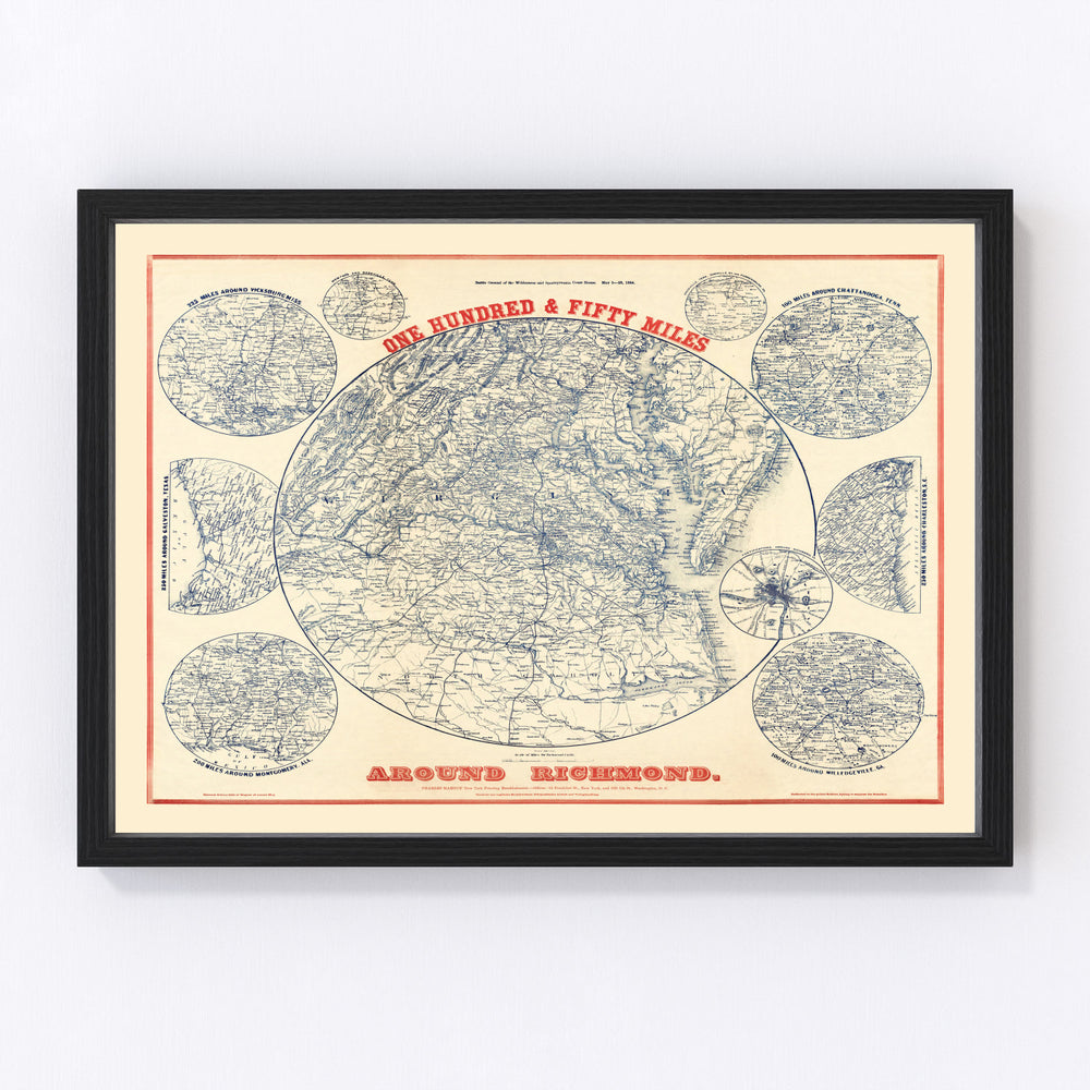 Virginia Vintage Map 1864