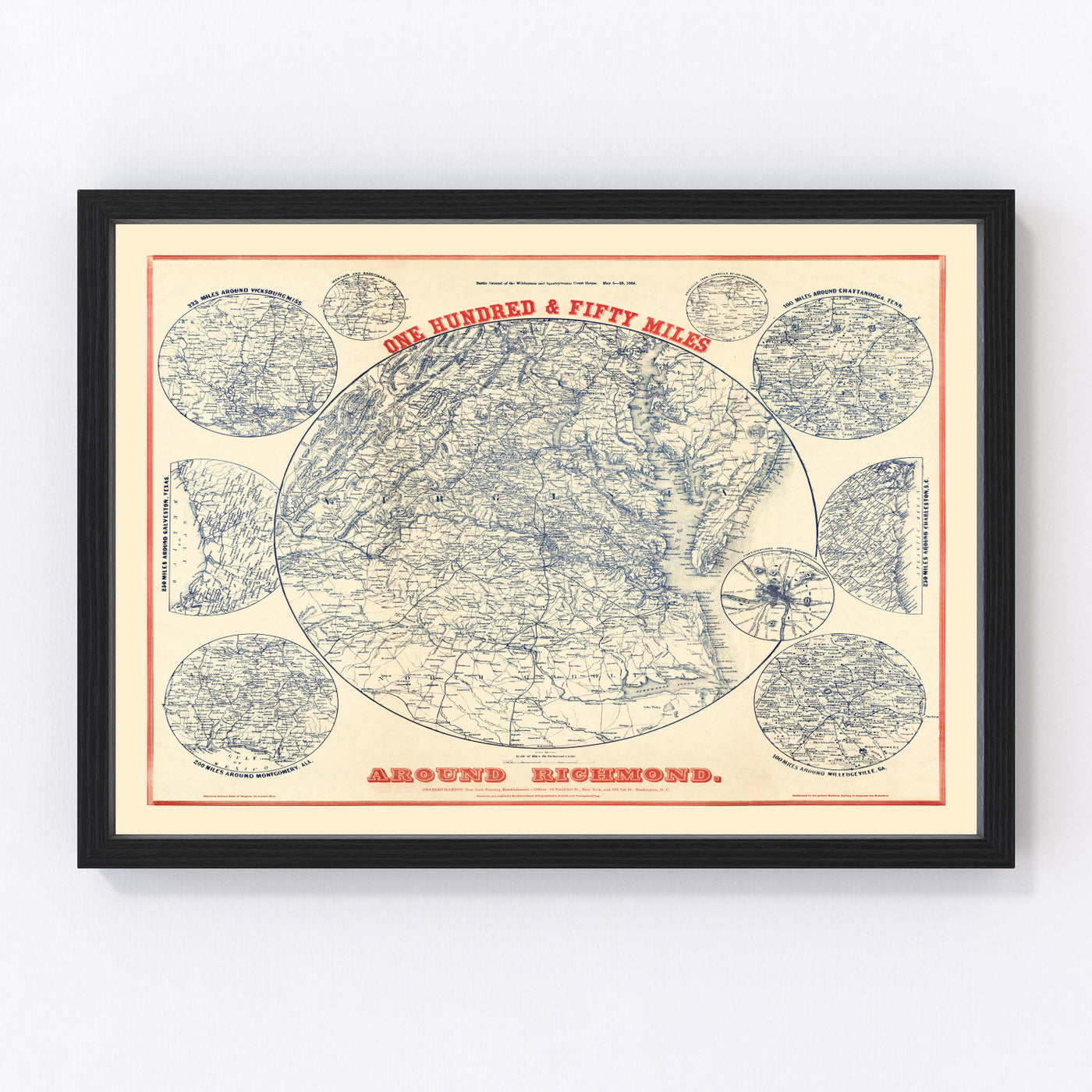 Virginia Vintage Map 1864