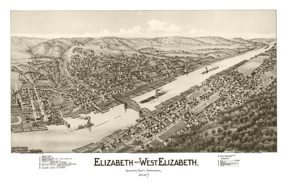 Preview of Vintage Map of Elizabeth, Pennsylvania 1897