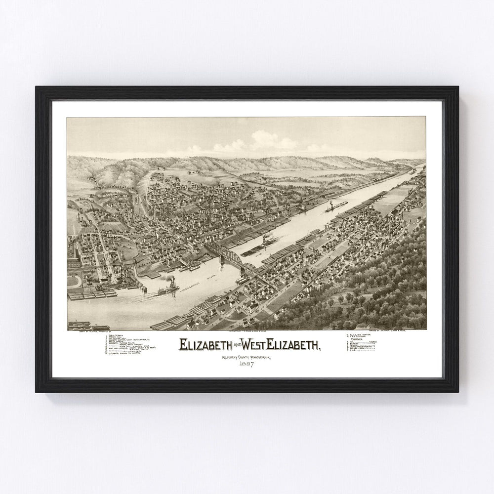 Elizabeth Vintage Map 1897