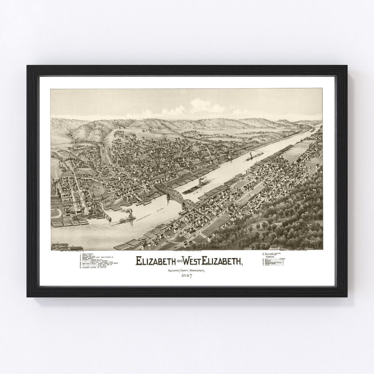 Elizabeth Vintage Map 1897