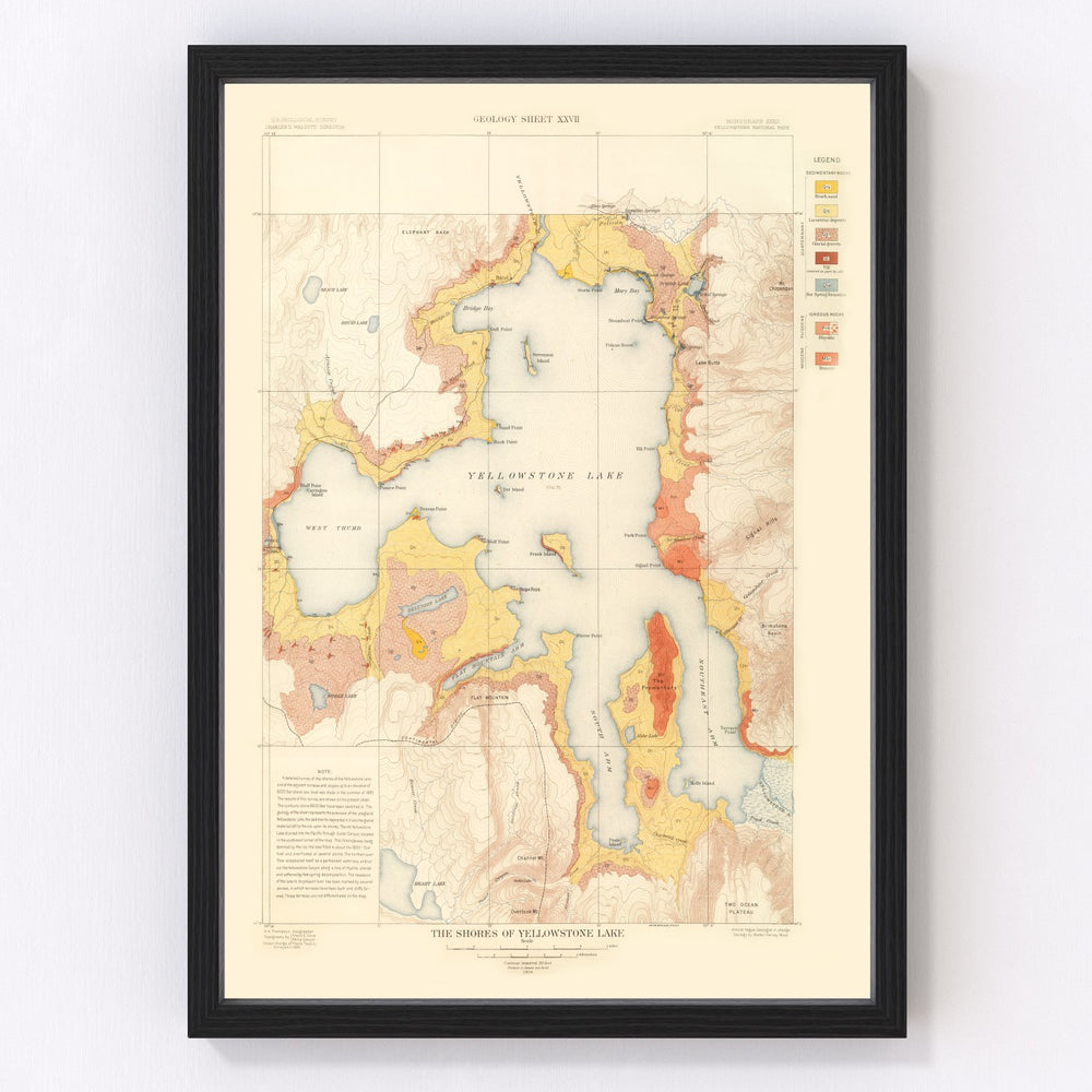 Yellowstone Lake Vintage Map 1904