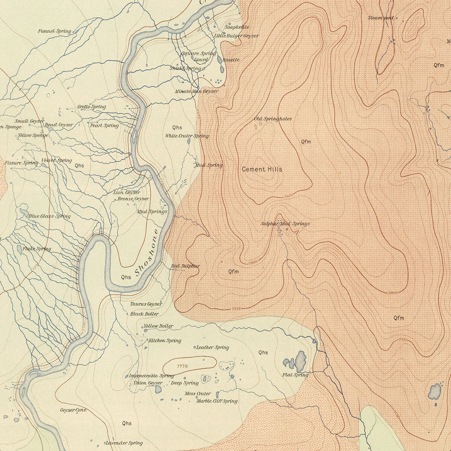 Restored historic details from the 1904 national park map of County, Wyoming