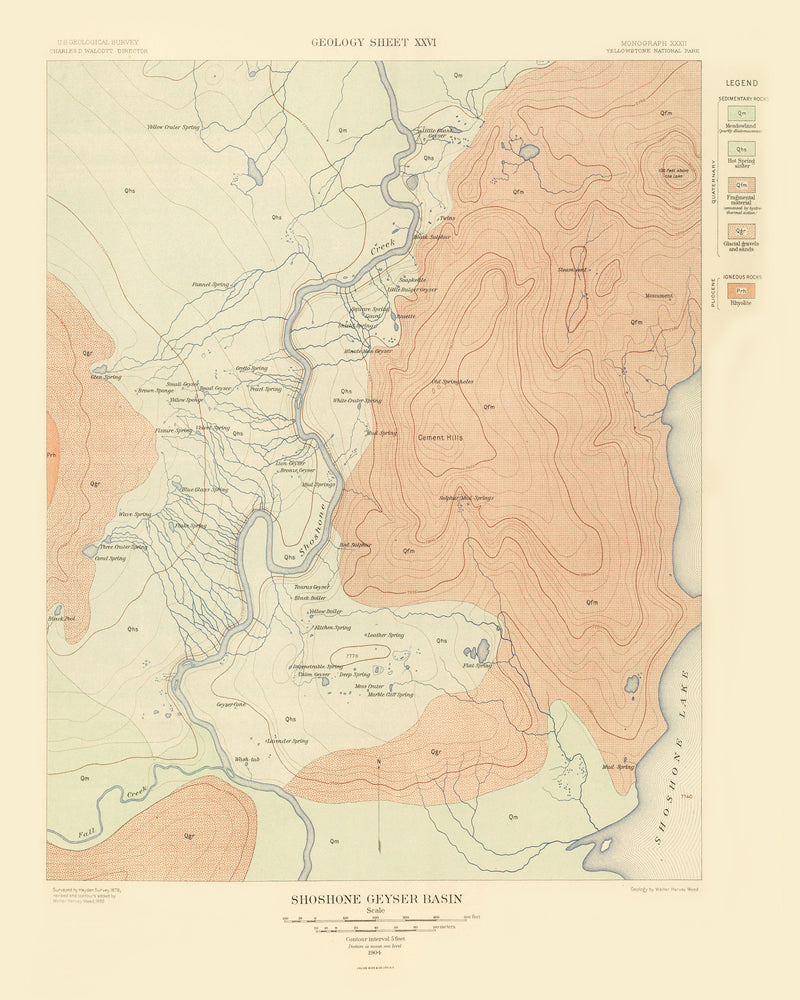 Size comparison using Vintage Map of Shoshone Geyser Basin  1904