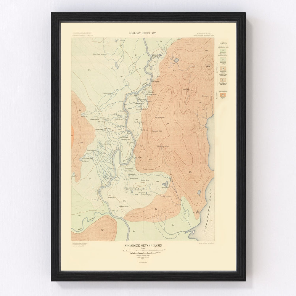 Shoshone Geyser Basin  Vintage Map 1904