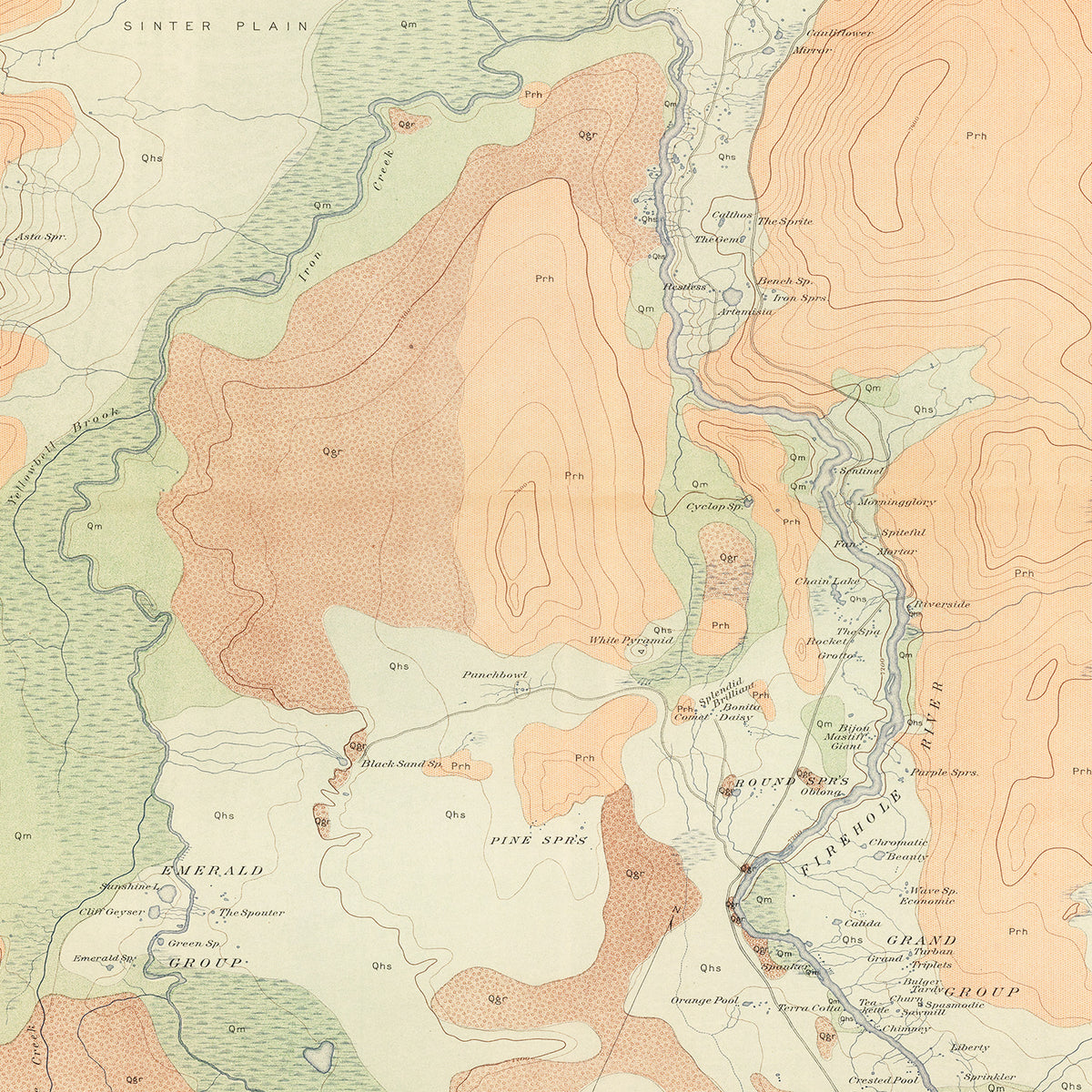 Restored historic details from the 1904 national park map of County, Wyoming