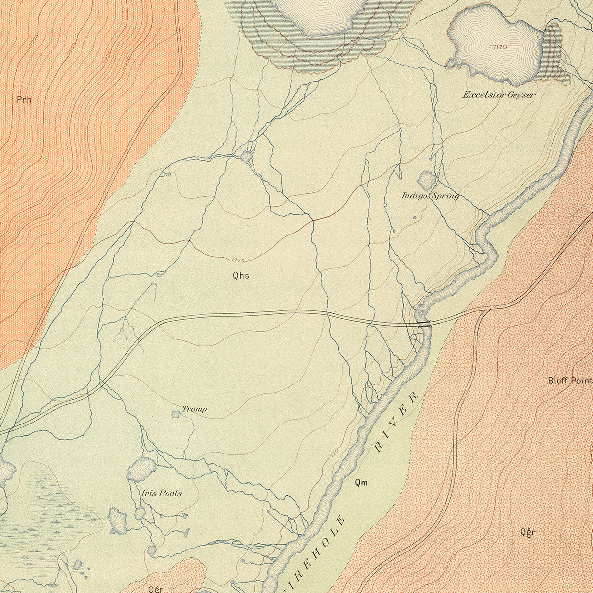 Restored historic details from the 1904 national park map of County, Wyoming