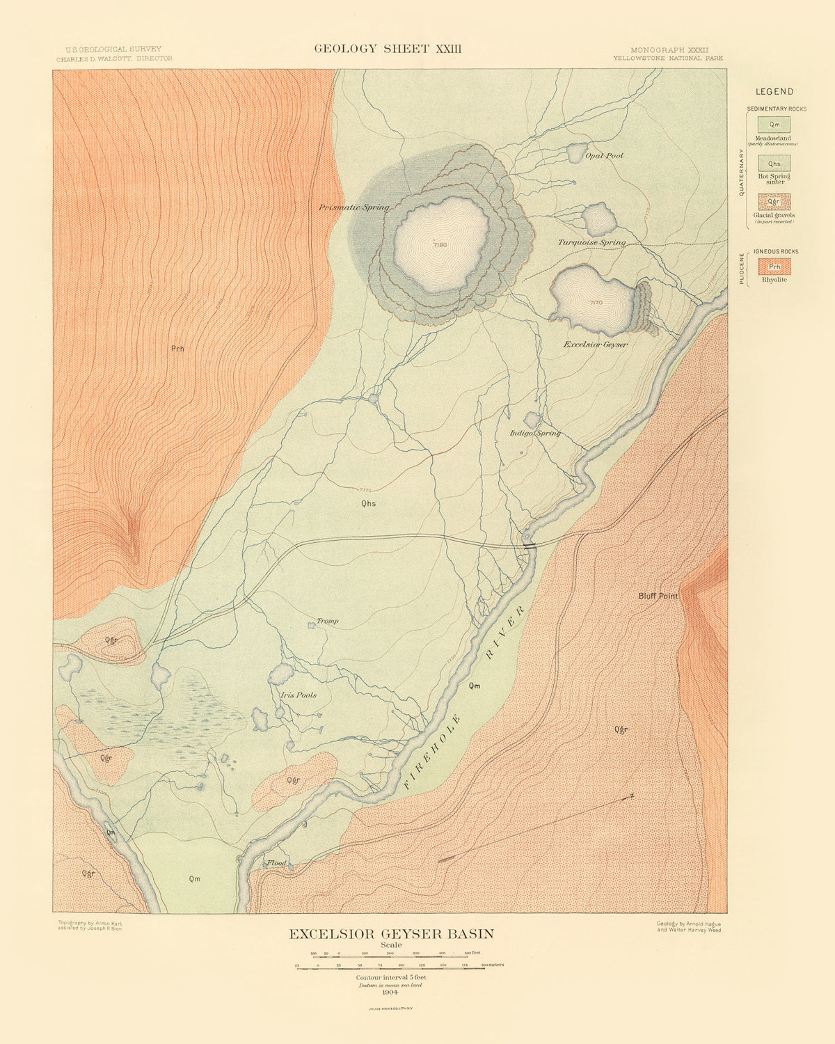 Preview of Vintage Map of Excelsior Geyser Basin 1904