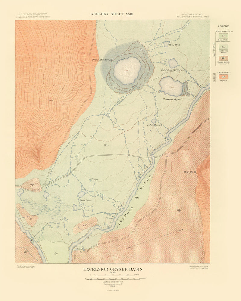 Size comparison using Vintage Map of Excelsior Geyser Basin 1904