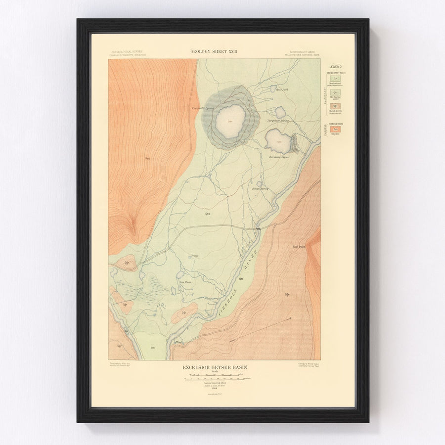 Excelsior Geyser Basin Vintage Map 1904