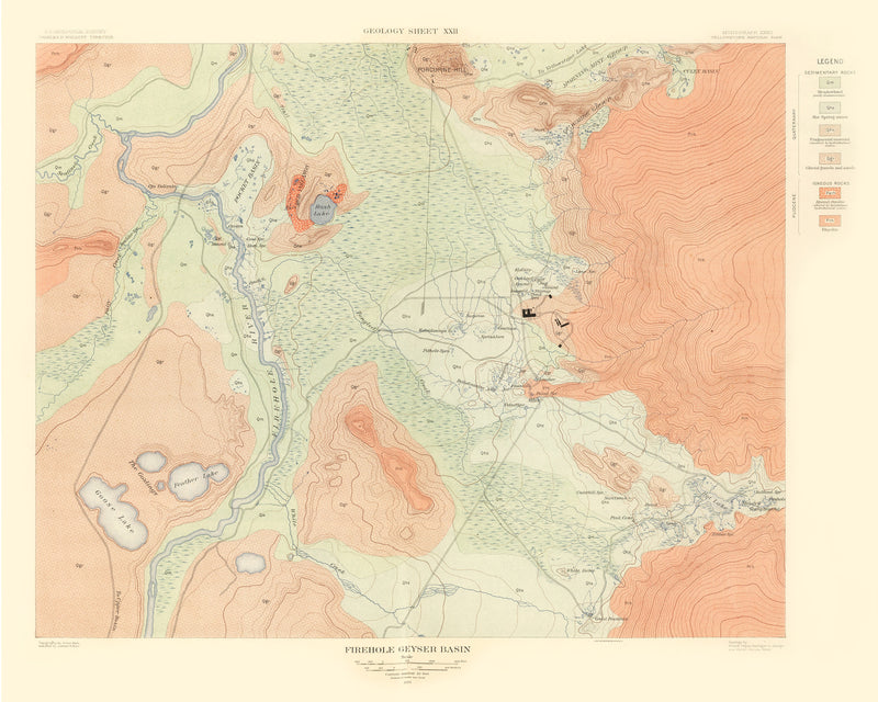 Size comparison using Vintage Map of Firehole Geyser Basin 1904